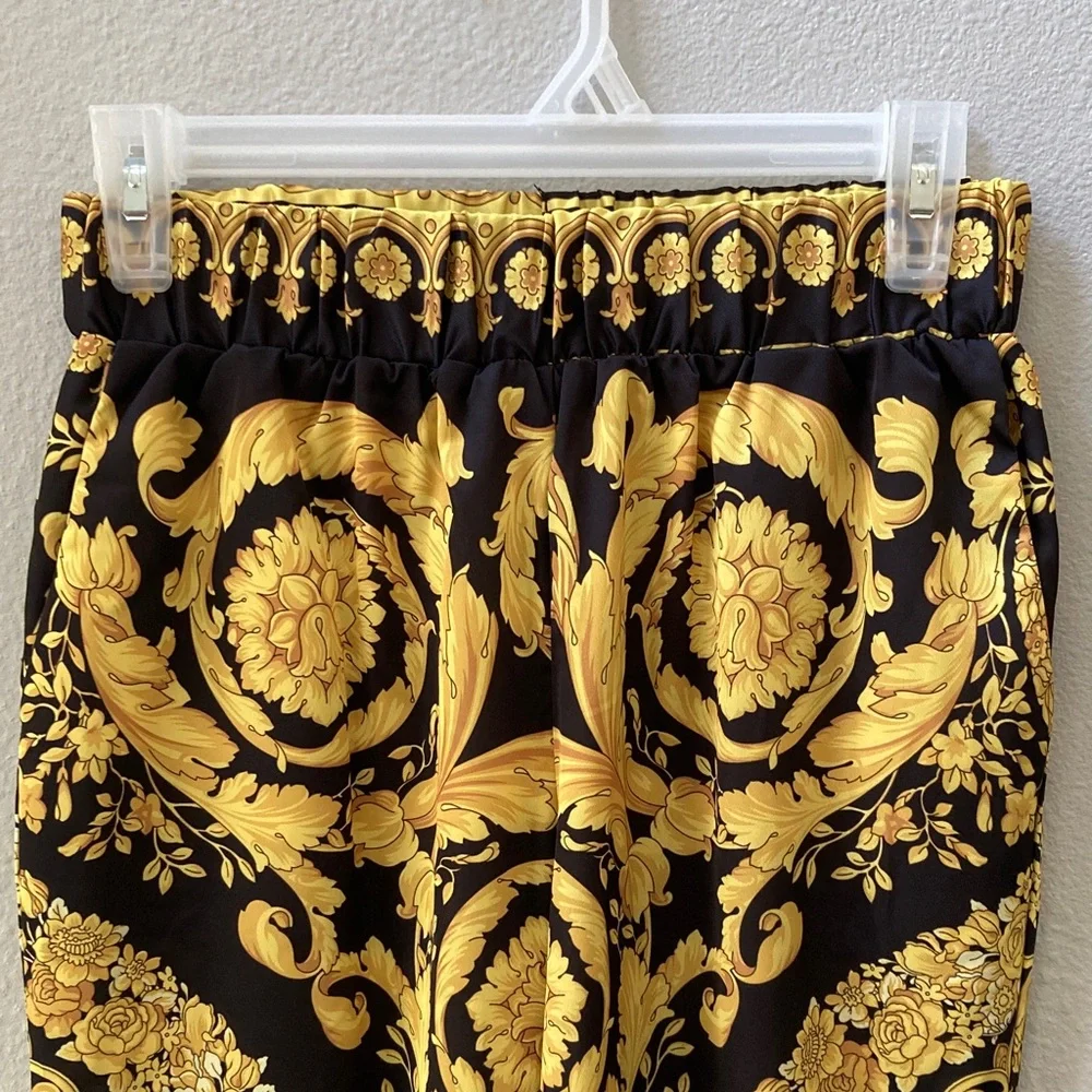 Versace Gold and Black Print Lounge Pants S - Picture 2 of 8